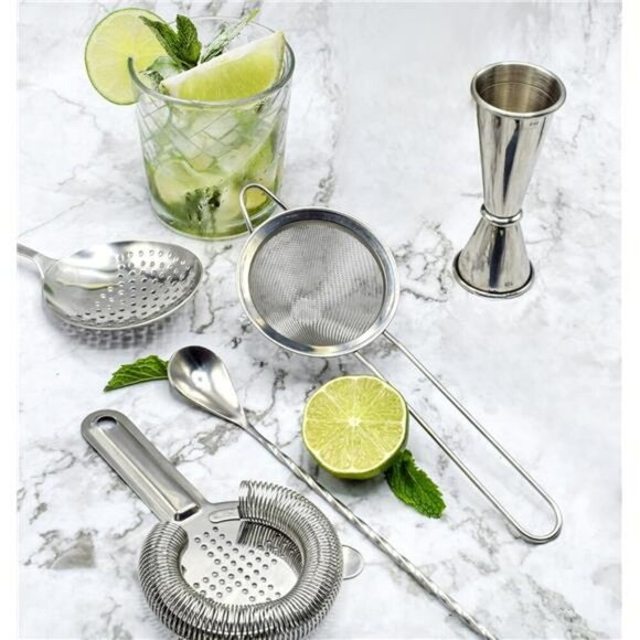 Stainless Steel Cocktail Strainer Bar Tool Set with Spoon Jigger for Mixing - Picture 5 of 7